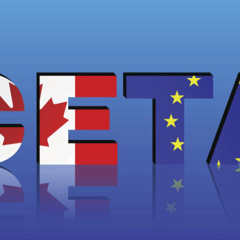 CETA woord vlaggen EU Cananda i Stock cropped 16 9