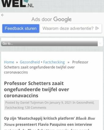 210110 Professor Schetters zaait ongefundeerde twijfel over coronavaccins