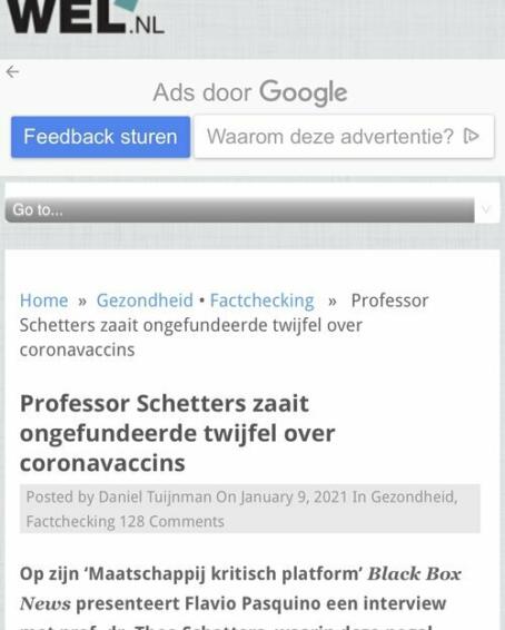 210110 Professor Schetters zaait ongefundeerde twijfel over coronavaccins